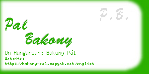 pal bakony business card