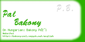 pal bakony business card